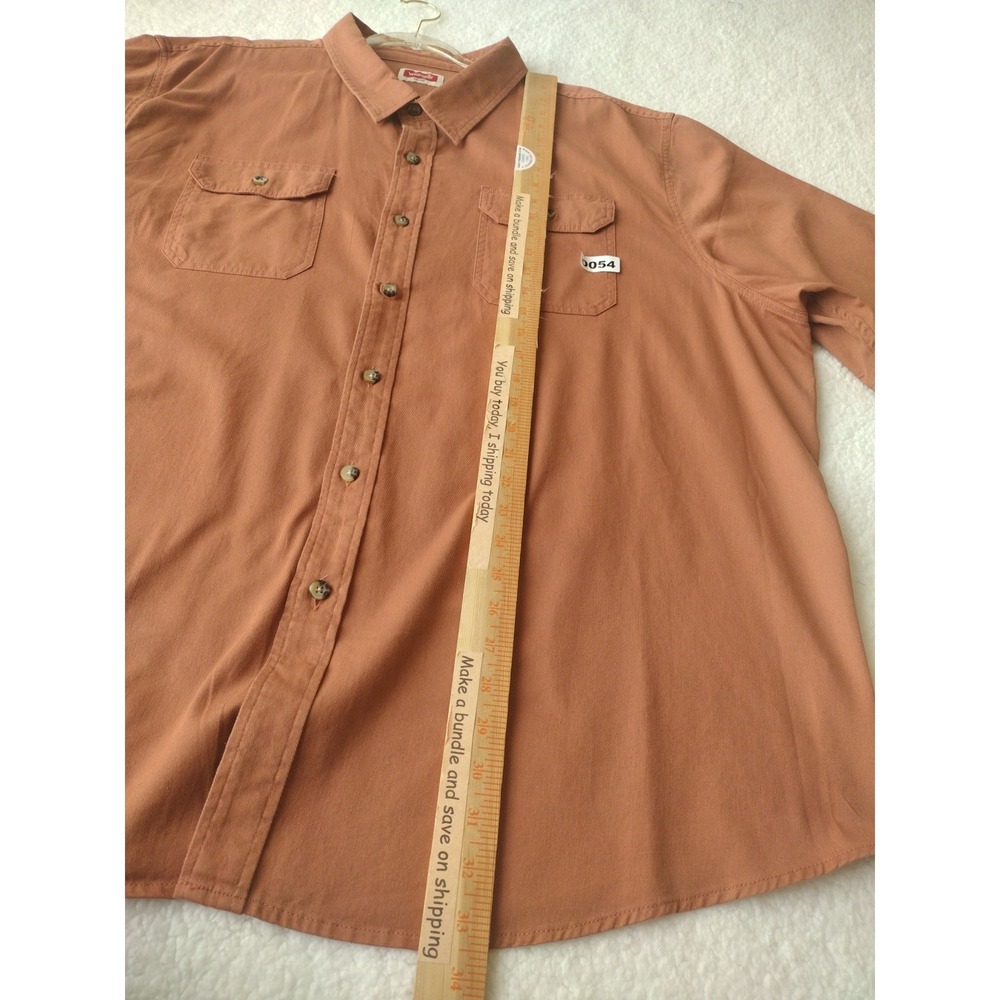 Wrangler Button Up Shirt Men 3XL Pumpkin Spice Casual Short Sleeve Pockets - Picture 8 of 8